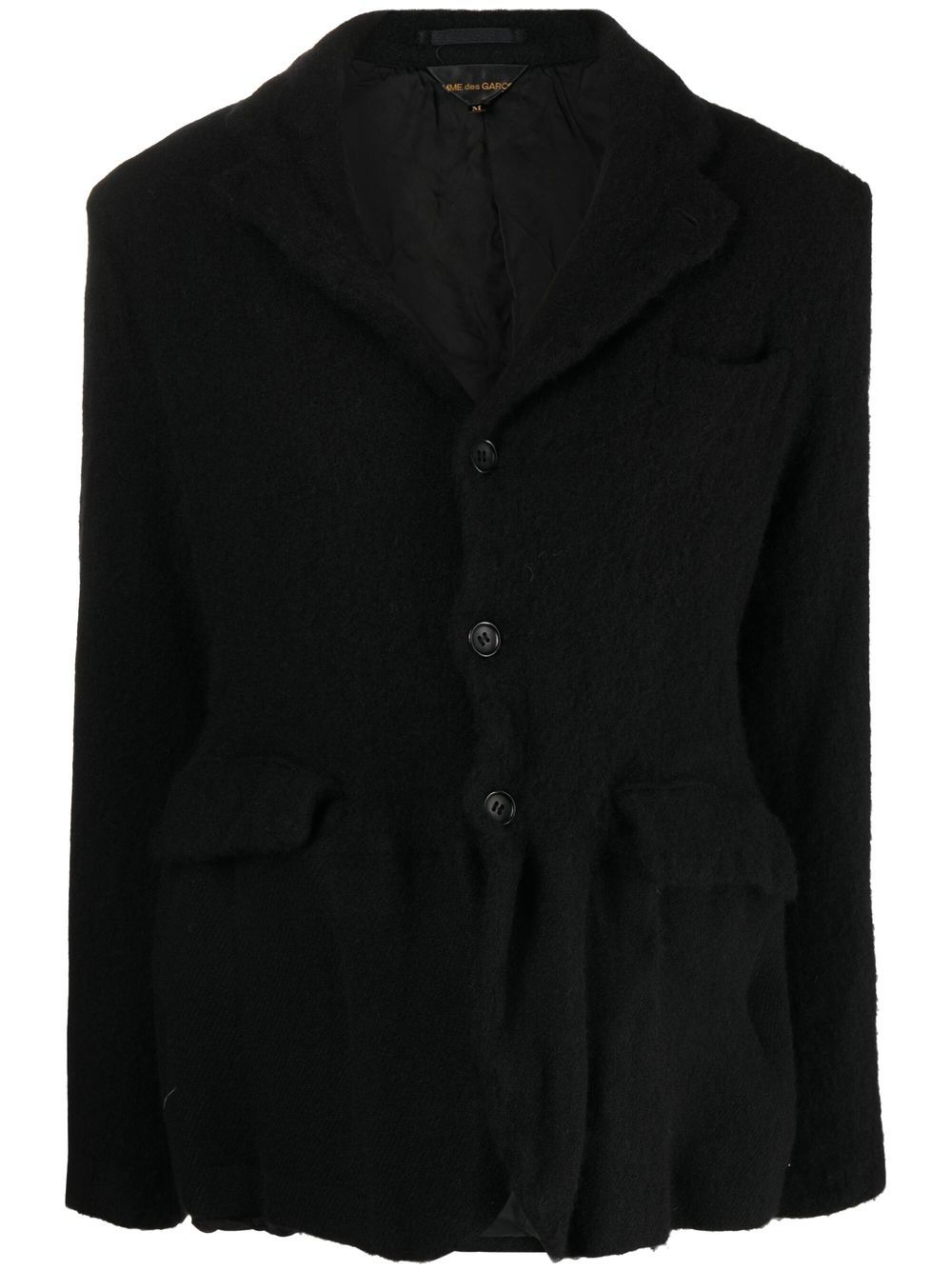 Felted-finish single-breasted blazer - Black
