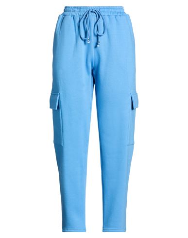 Woman Pants Light blue Size L Cotton
