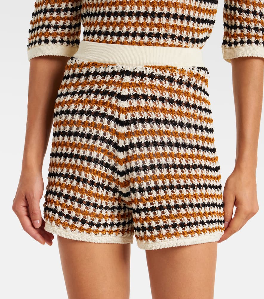 Disco open-knit cotton-blend shorts