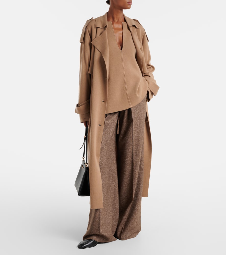 Belted wool and cashmere trench coat