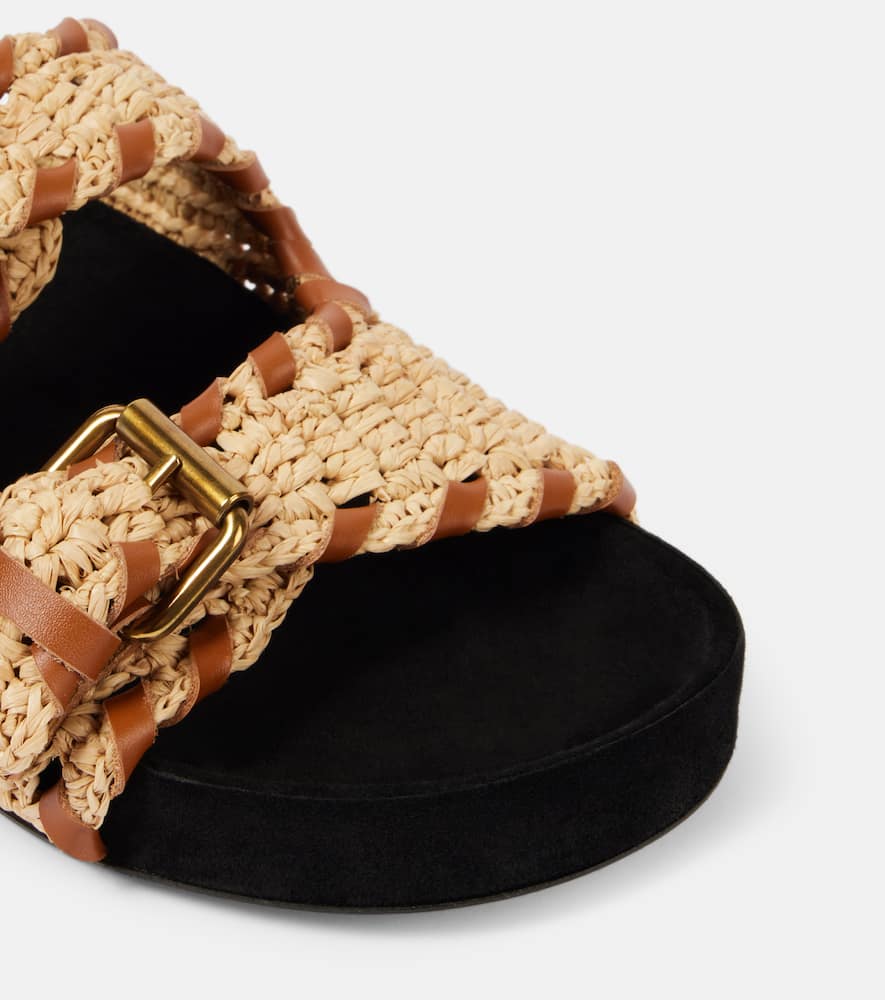 Isabel Marant Lennyo leather-trimmed raffia sandals