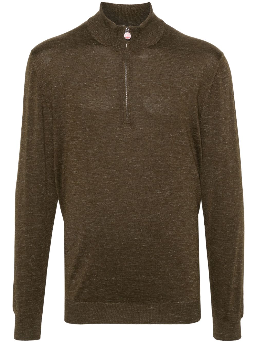 High-neck mélange-effect jumper - Green