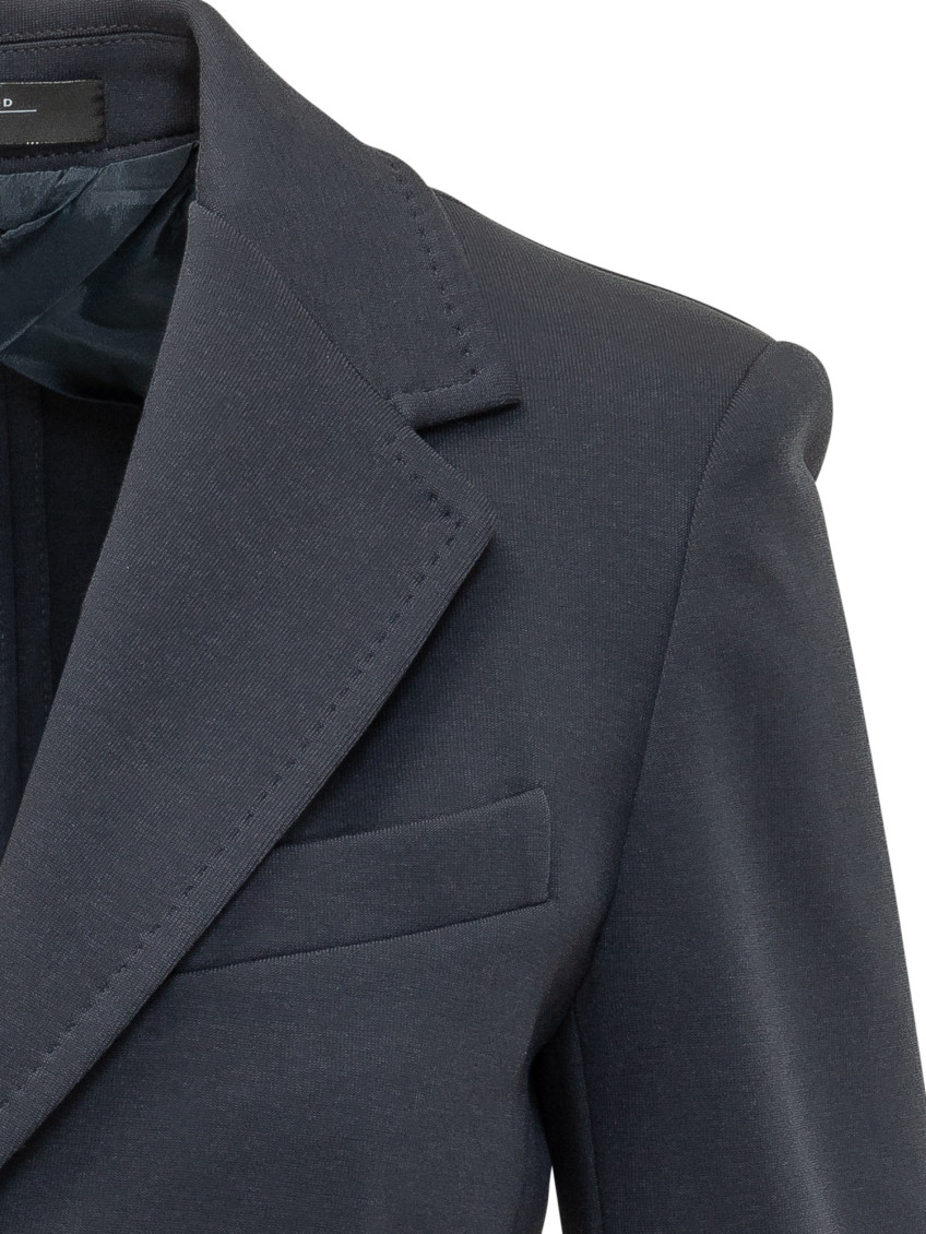 Blue Solid Notched Lapel Blazer