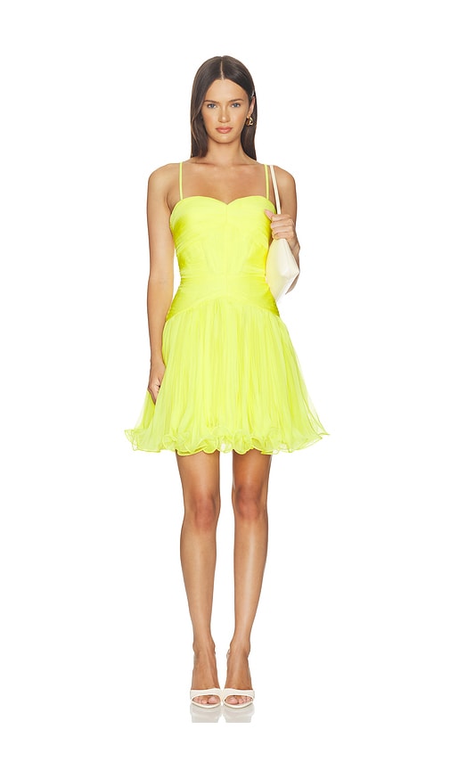 AKNVAS Canary Micropleated Cocktail Dress in Yellow. 0 also , 6, 8