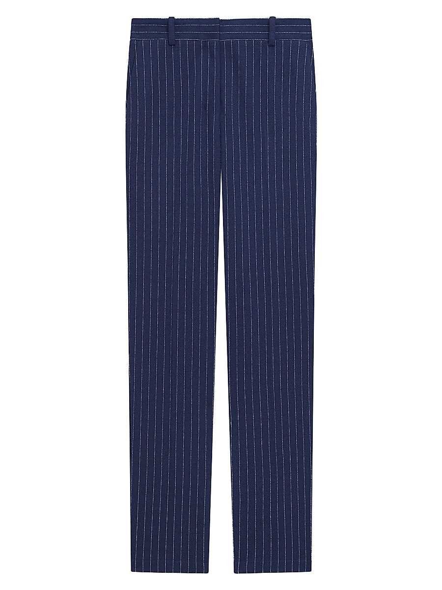 Women's Pinstriped Crepe Slim-Fit Pants - Navy Multi