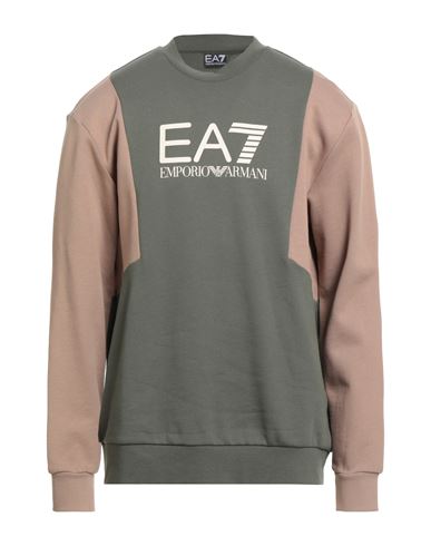 Man Sweatshirt Military green Size L Cotton, Polyester, Elastane