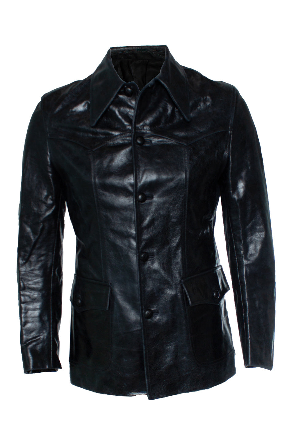 , Black leather distressed jacket