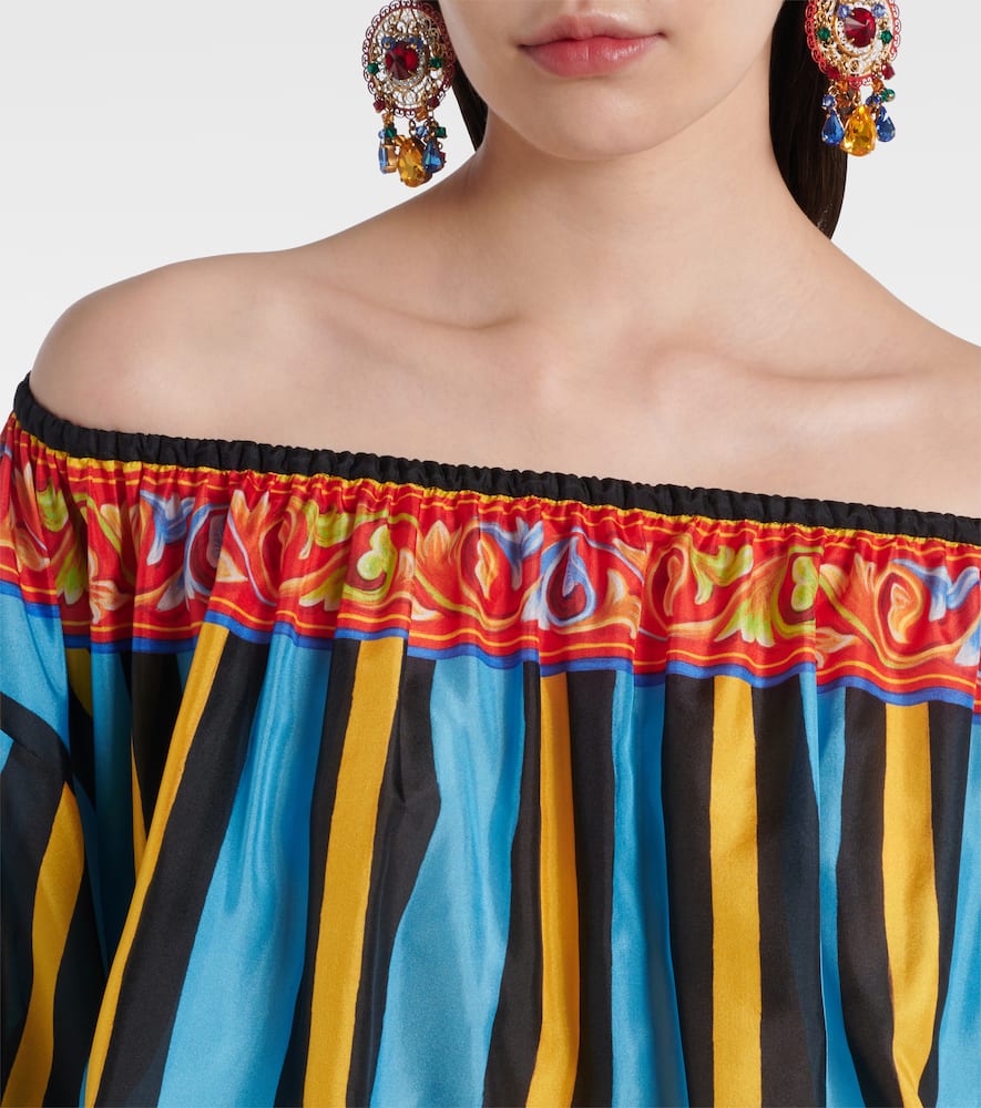 Patterned silk top