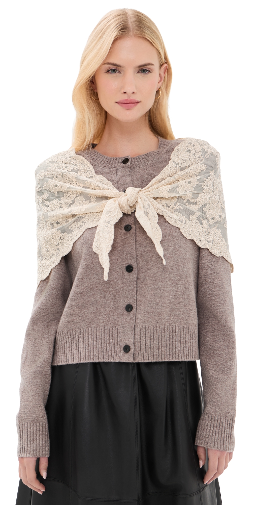 Kirra Lace Scarf Cardigan Taupe