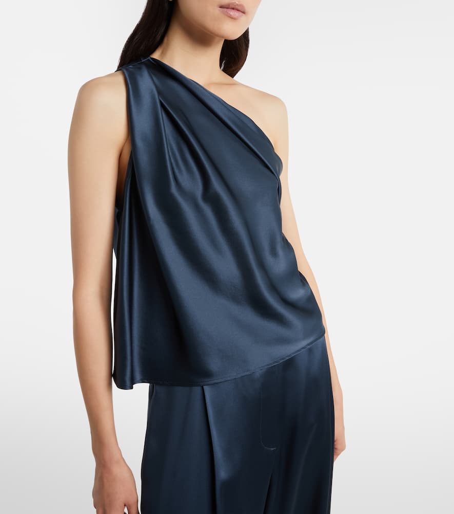 One-shoulder silk satin top