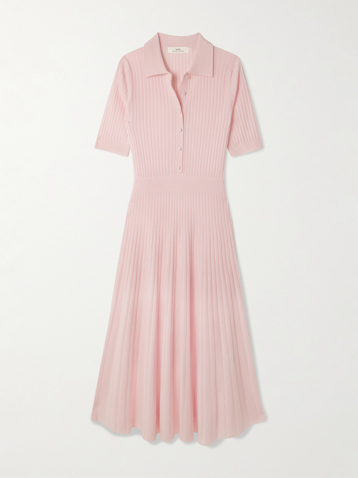 Skylark Ribbed Organic Cashmere Midi Dress - Pink