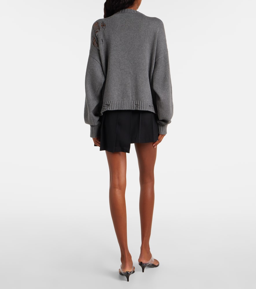 Distressed cotton and cashmere cardigan