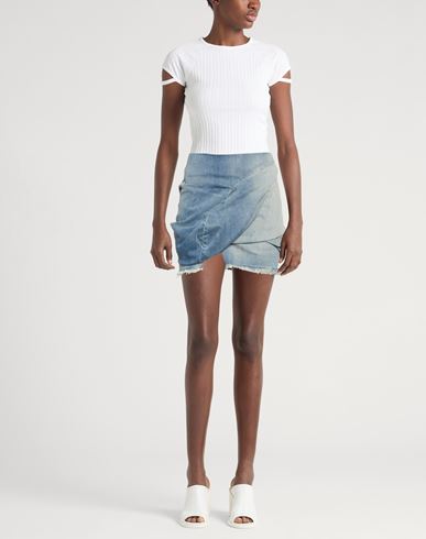 Woman Denim skirt Blue Size M Cotton, Elastolefin, Rubber