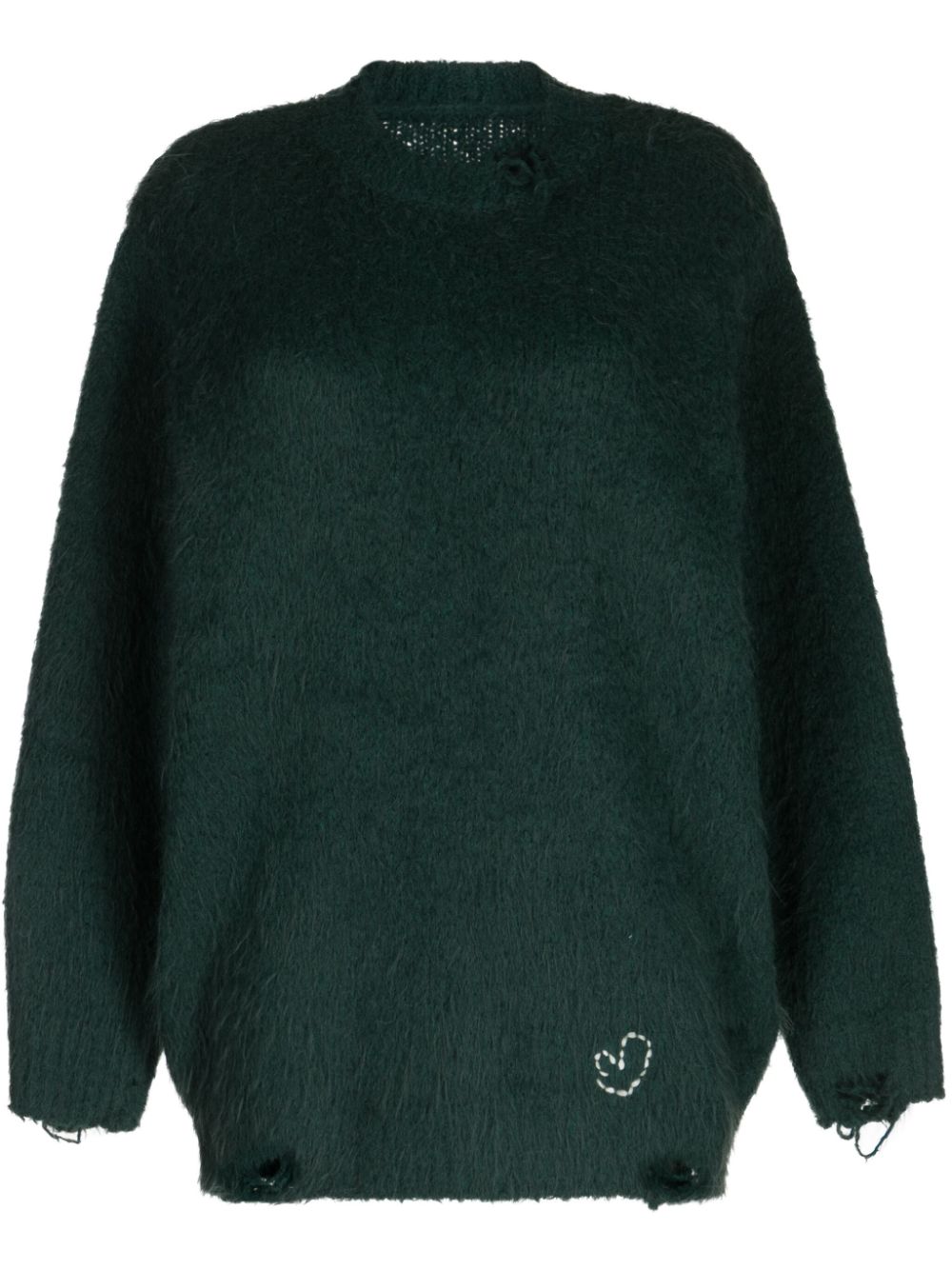 Distressed brushed jumper - Green