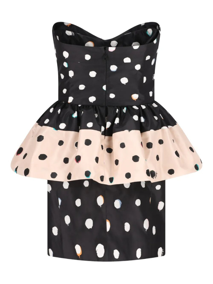 Falena Dots-Print Taffeta Bustier Dress