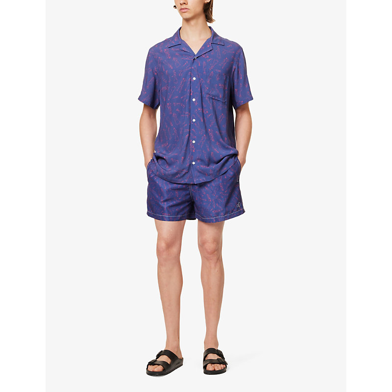 Arrels Barcelona 남성 Mens Navy Dance Richard Short-sleeve Woven Shirt M 75521708