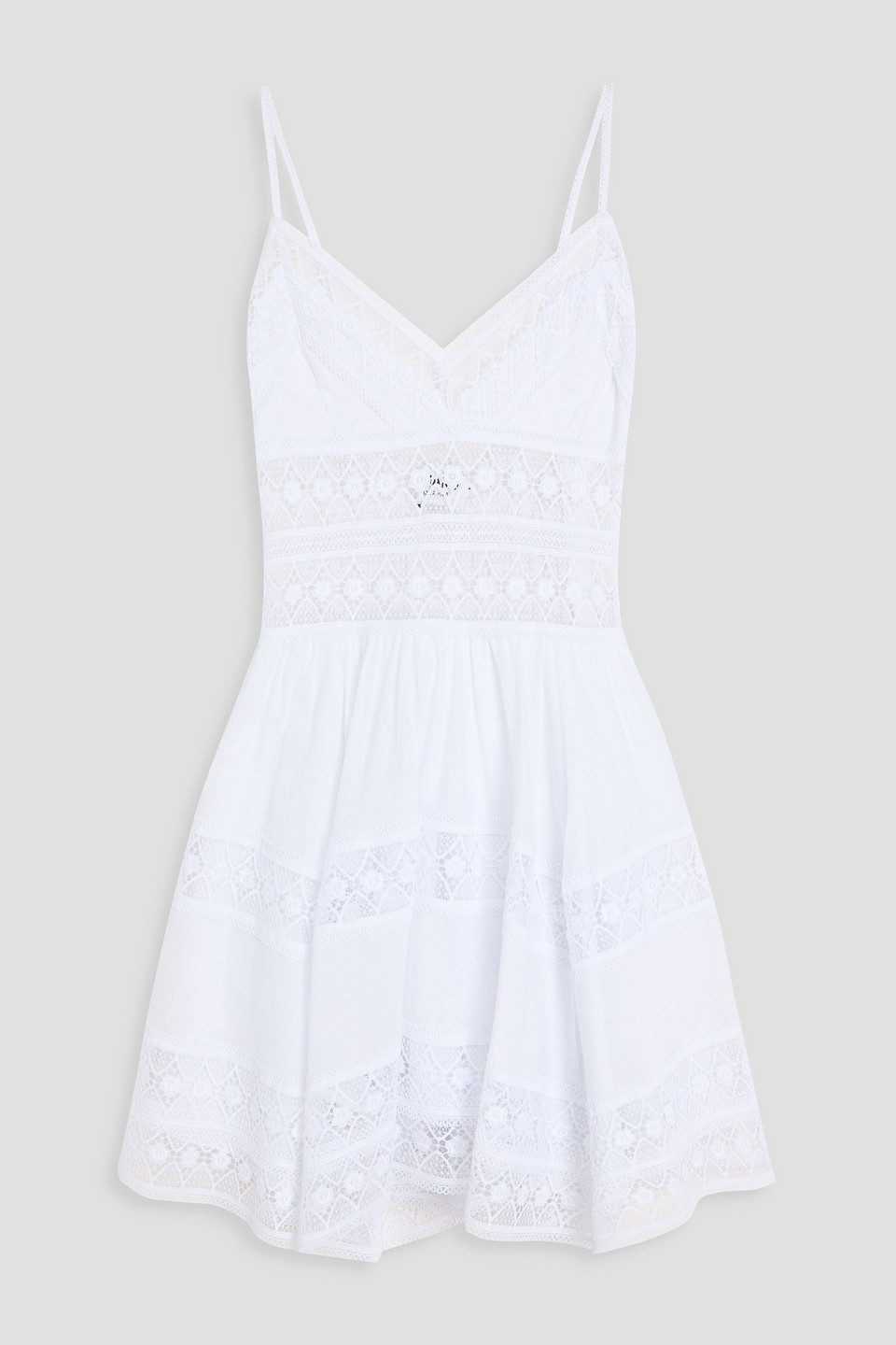 Sylvie crochet-trimmed cotton-blend mini dress - White - L