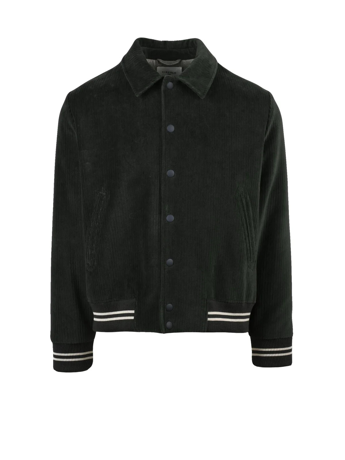 Forest Green Cotton-Blend Varsity Coat