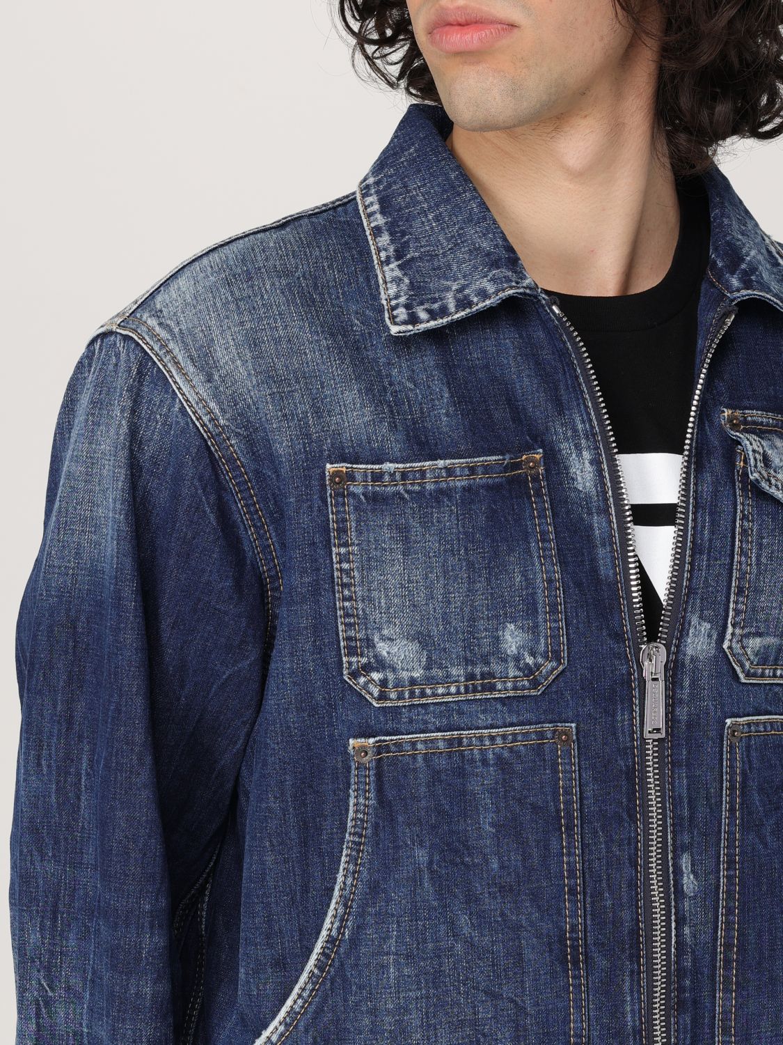 Zippered denim jacket - Blue