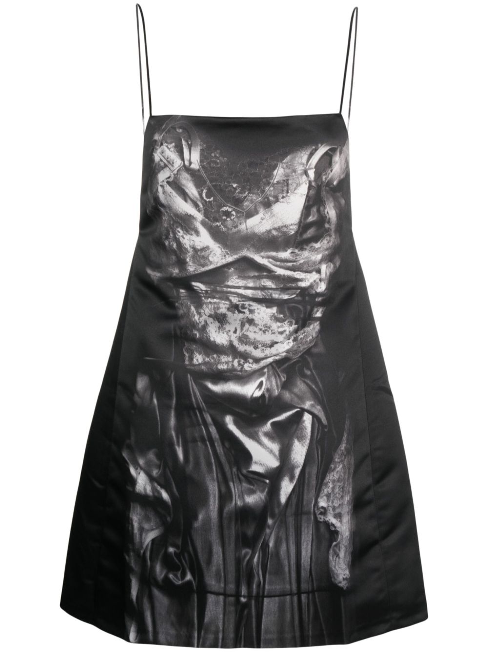 Compact-print slip mini dress - Black