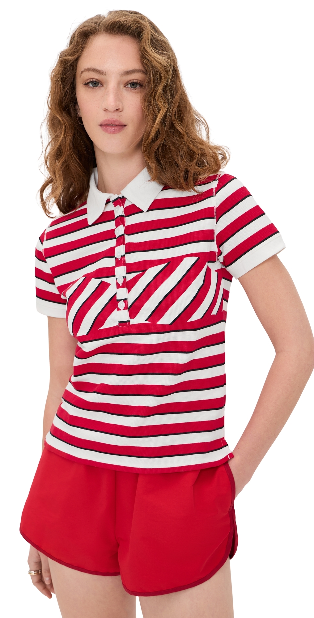 Lou Polo Top Warped Stripe