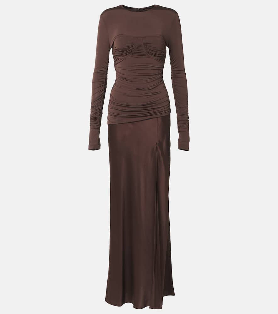 Alessia draped jersey and satin maxi dress