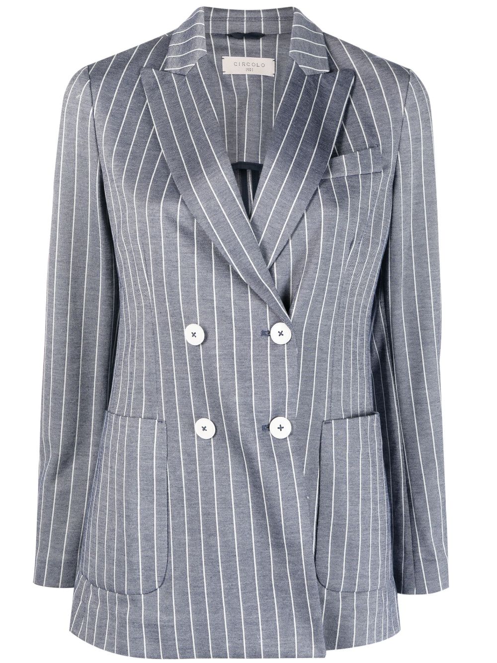 Pinstripe Cotton Blazer — Blue-grey