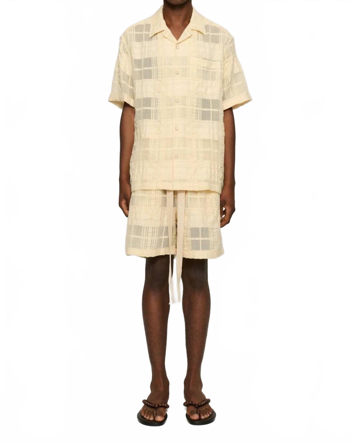 Enzo Drawstring Shorts In Beige Check