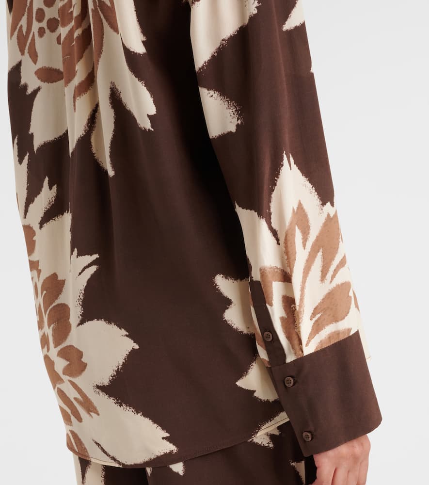 Floral silk satin shirt