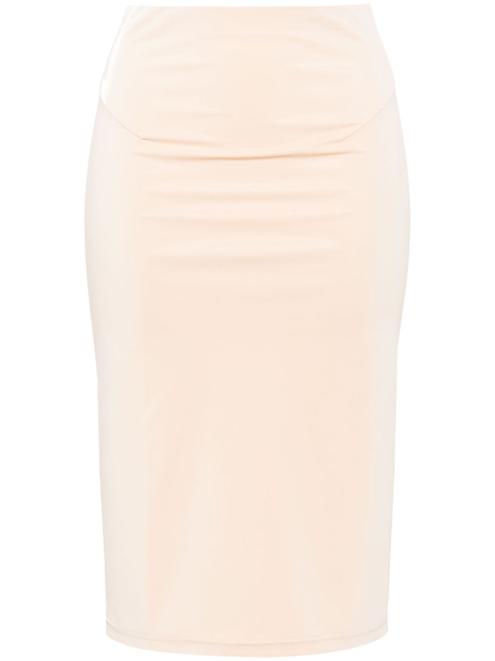 Faux-leather pencil midi skirt - Neutrals