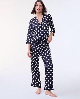 Ann Taylor Dotted Satin Pajama Set