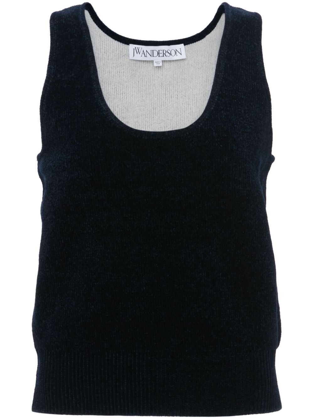 Round-neck chenille tank top - Blue