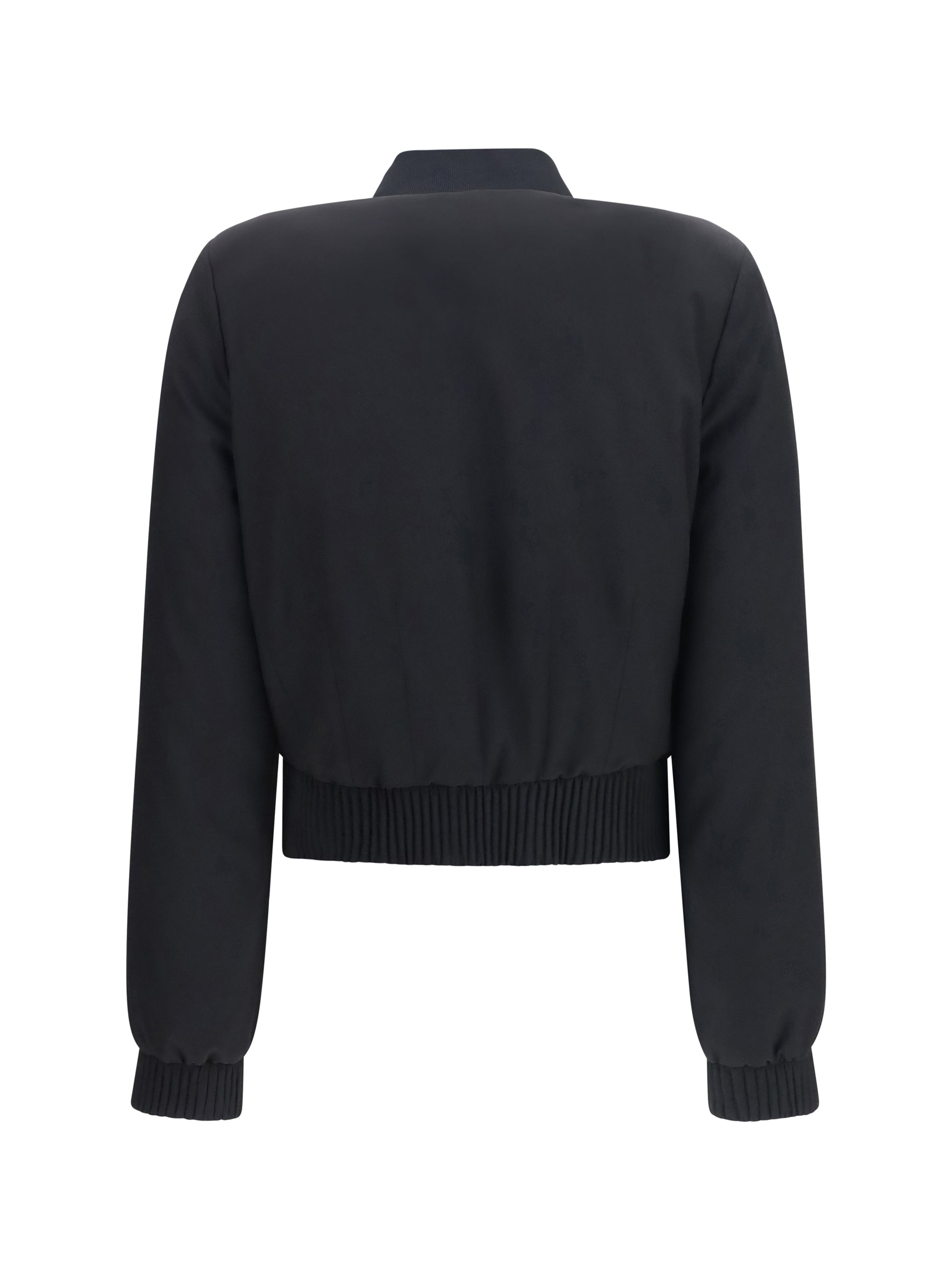 Buttoned Structured Bomber Bomber Jacket — Black