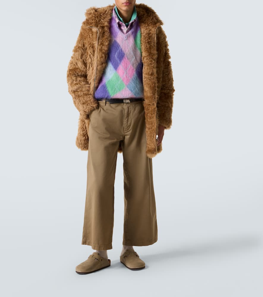 Hooded shearling coat