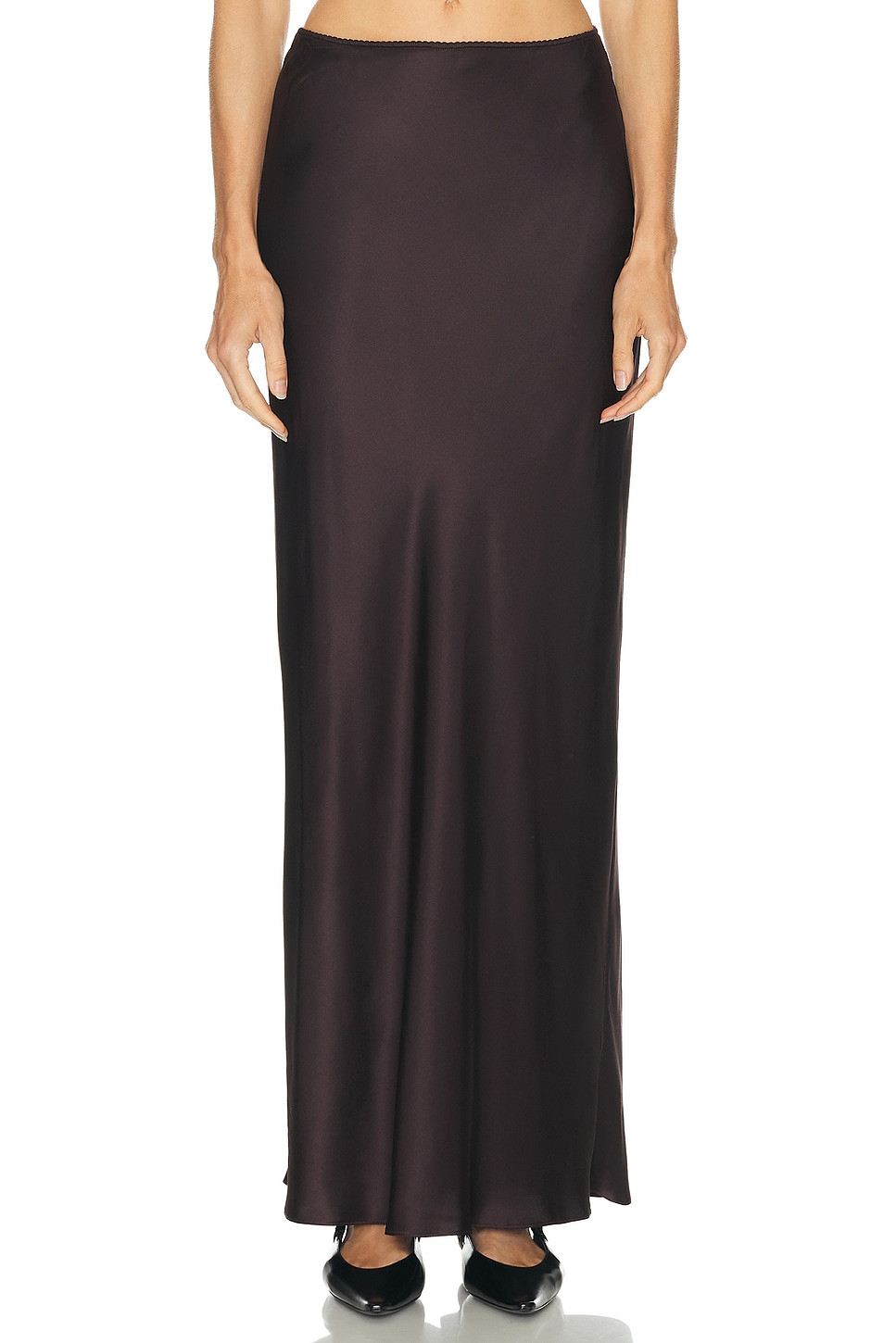 SABLYN Grace Bias Cut Maxi Skirt in Oak Tree - Wine. XS also in L