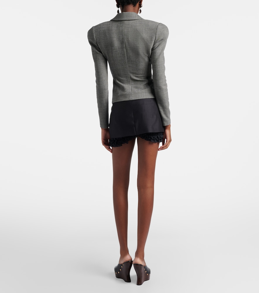Ruffled wool and silk skort