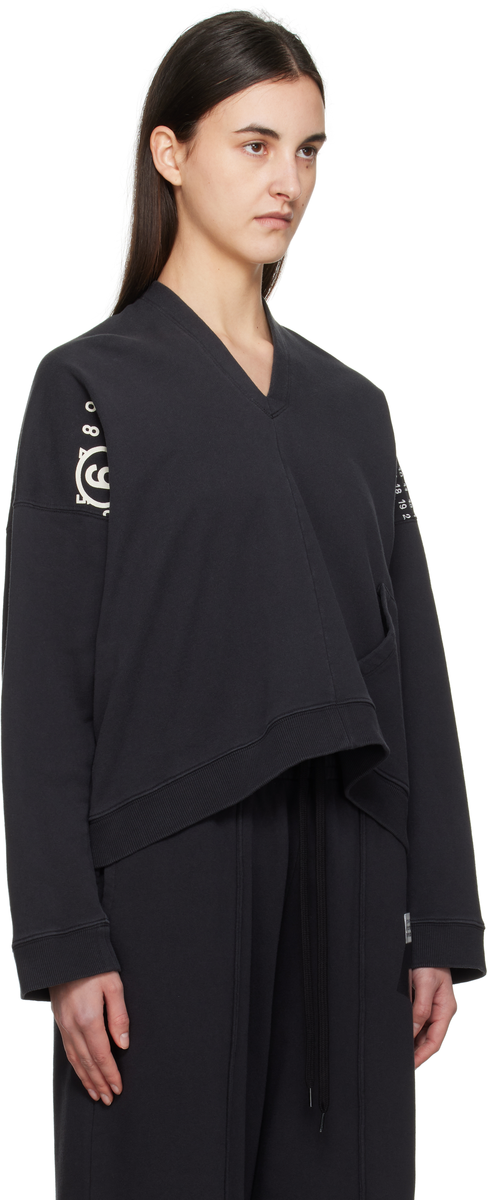 MM6 MAISON MARGIELA Vネック ロゴ スウェットシャツ XL Mm6 Maison Margiela | MM6 Maison Margiela ブラック ロゴ V