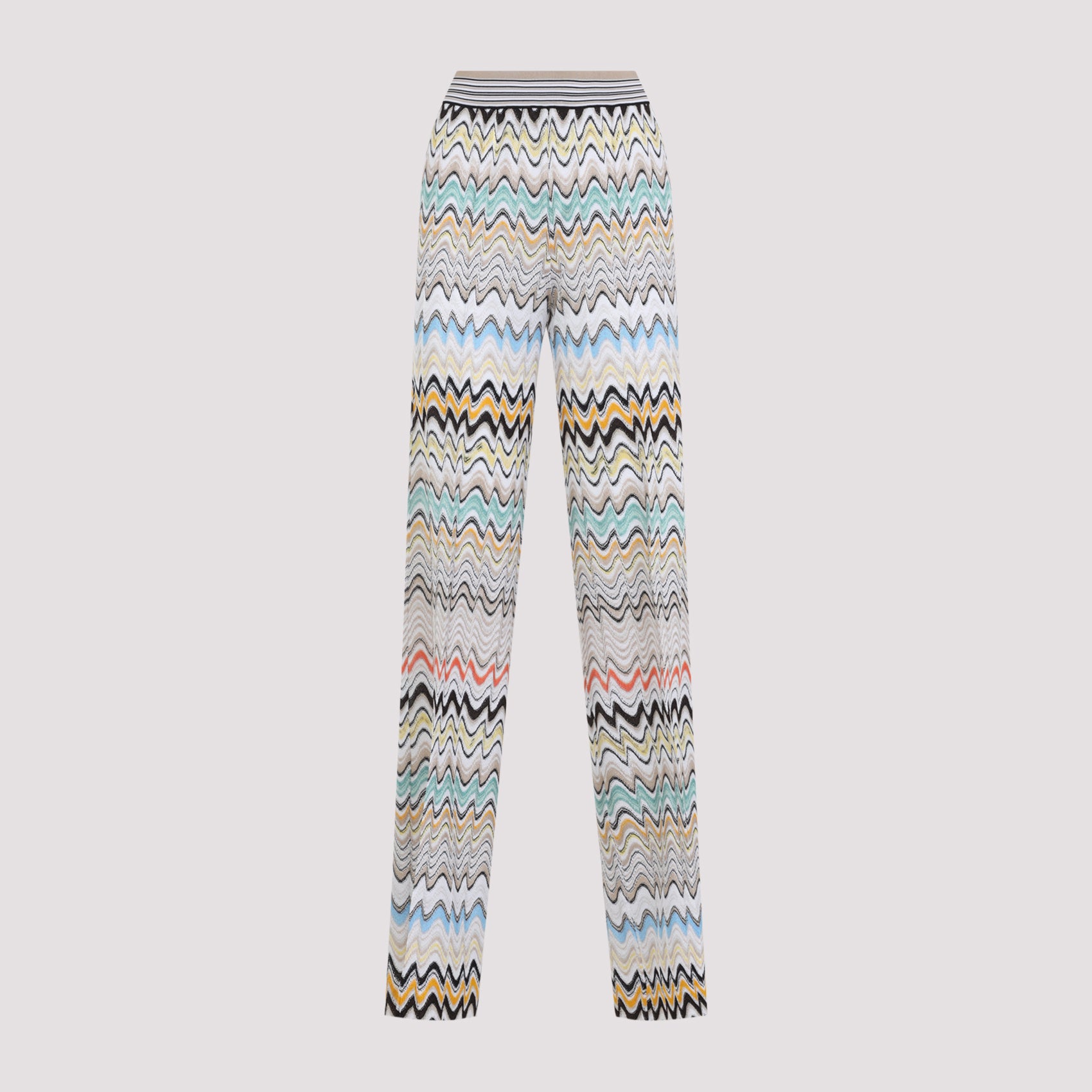 Wide Zigzag Viscose and Cotton Trousers