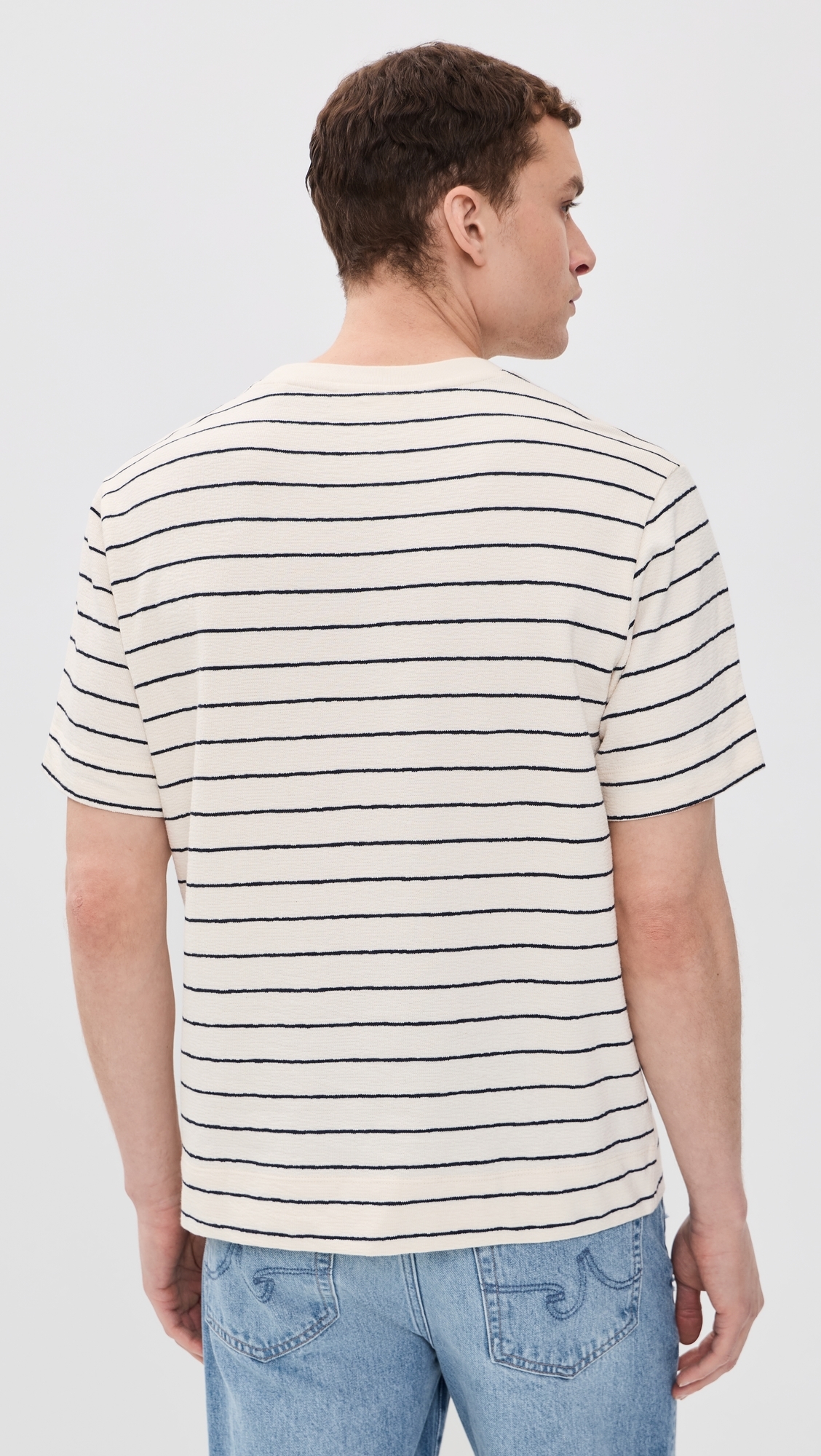Pedro Textured Stripe Tee Navy Blue