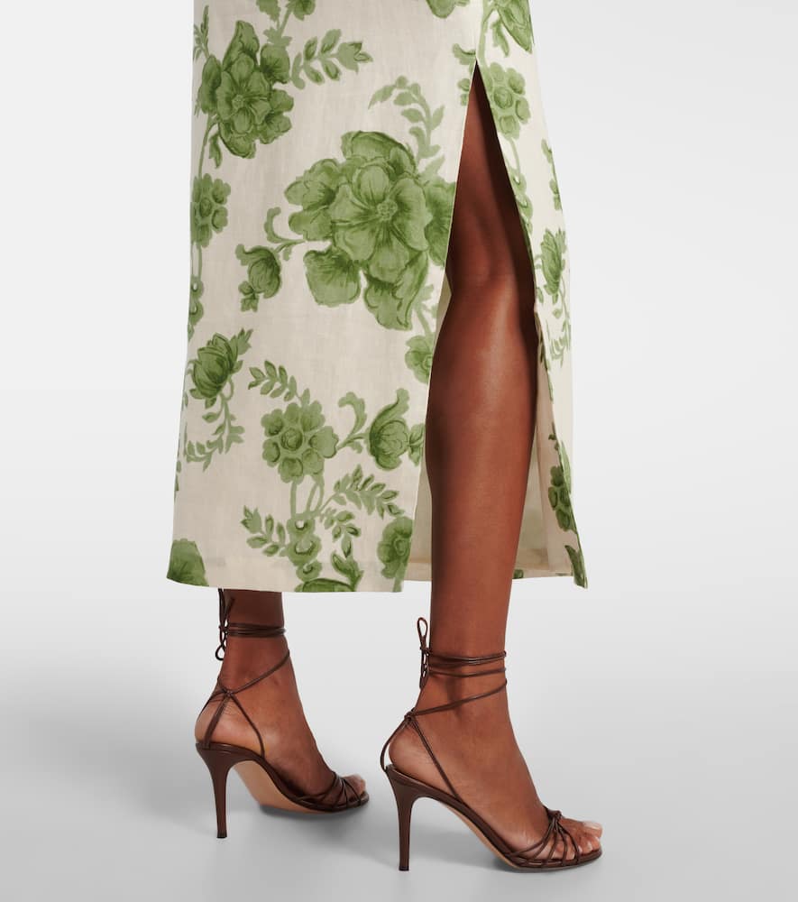 Gardella cutout floral linen midi dress