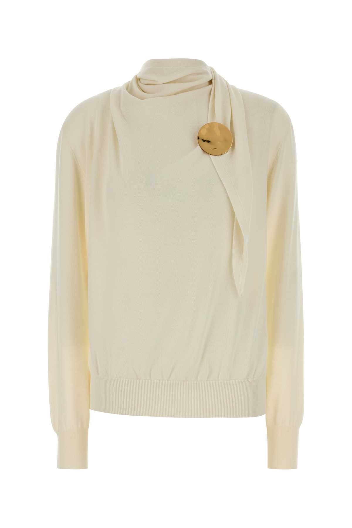 Virgin Wool Cowl Neck Sweater — Cream