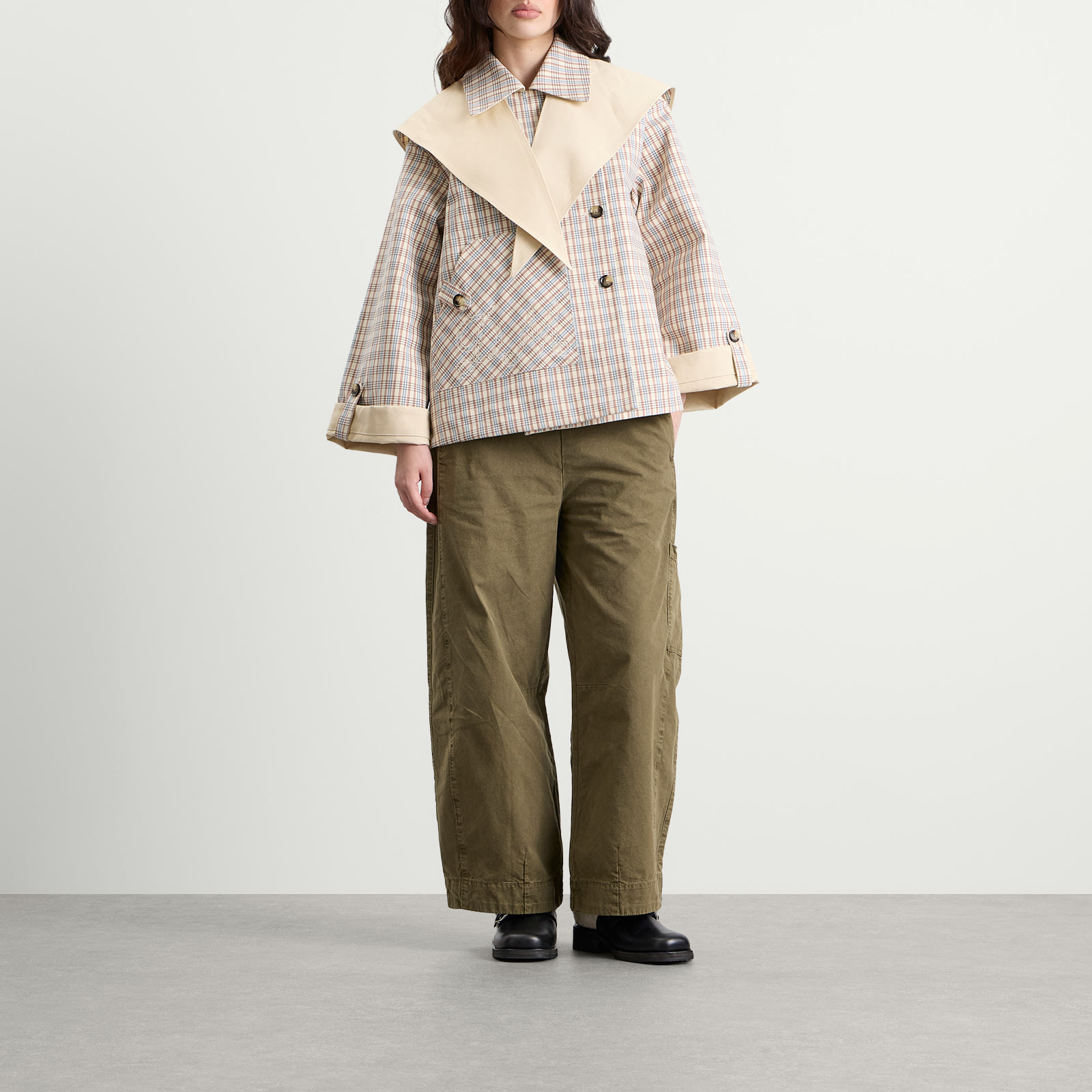 Women's Jerry Reversible Crop Trench Coat Stone
