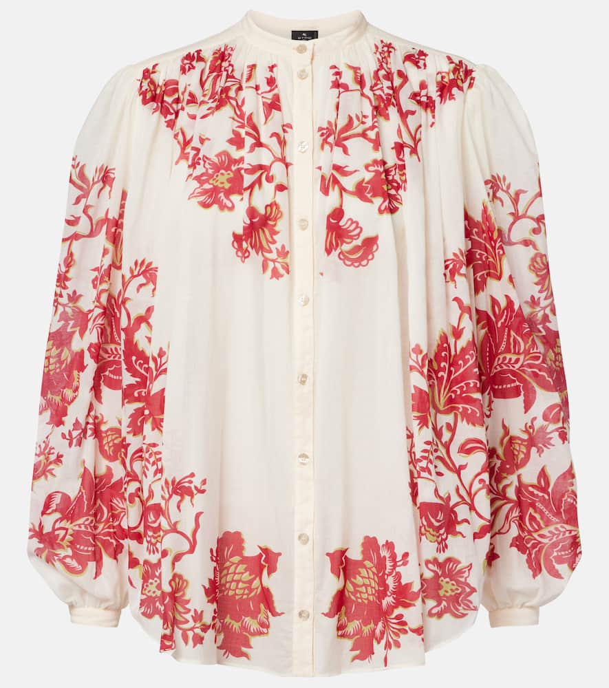 Floral cotton voile blouse