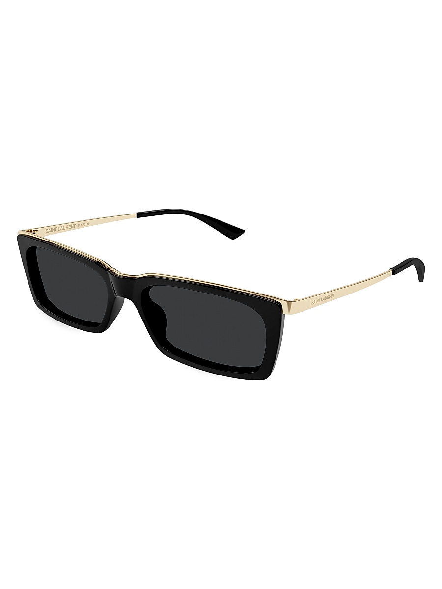 Women's 57MM Rectangular Metal Sunglasses - Gold Black
