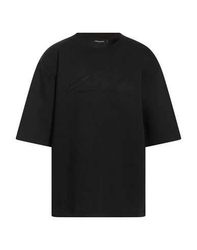 Man Sweatshirt Black Size L Cotton, Polyester