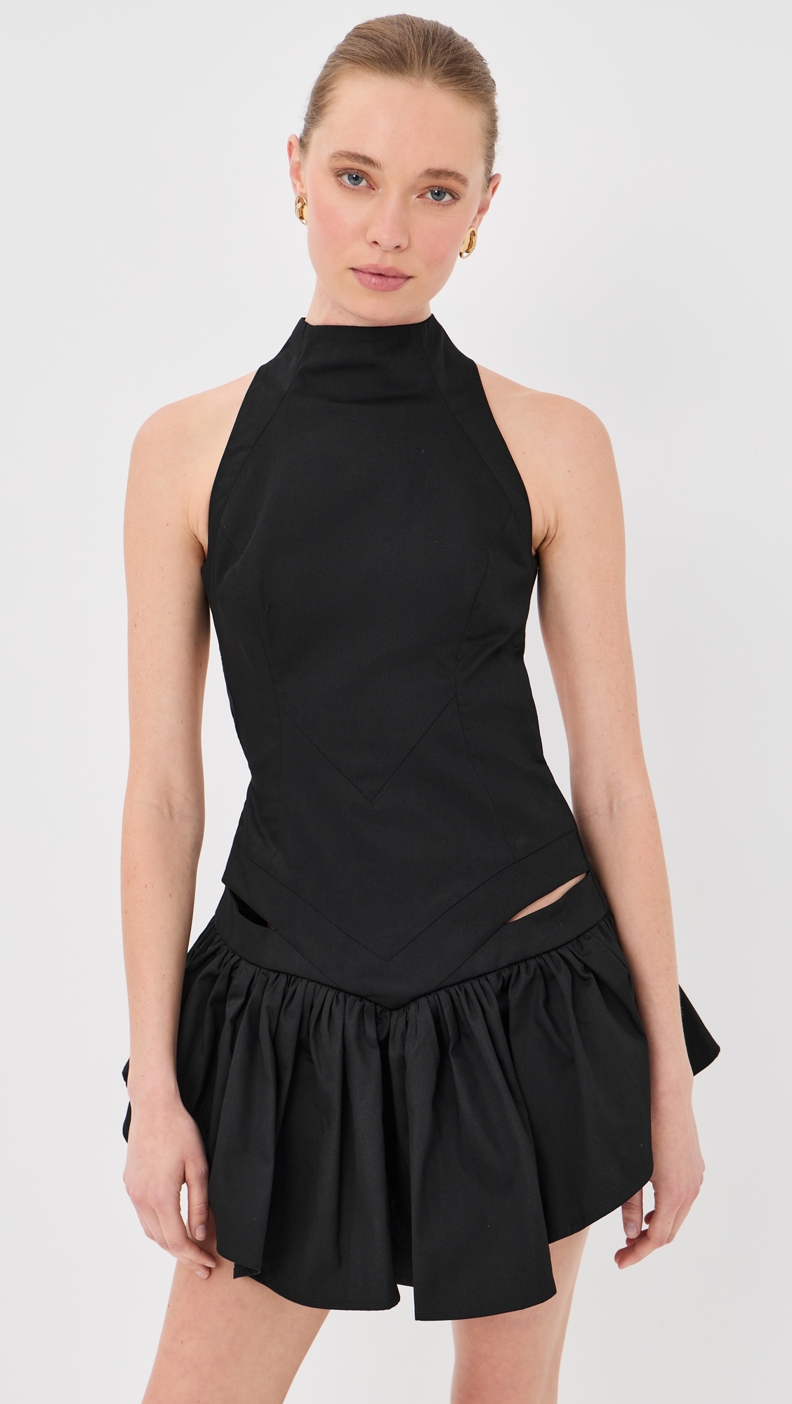 High Neck Backless Mini Dress Black