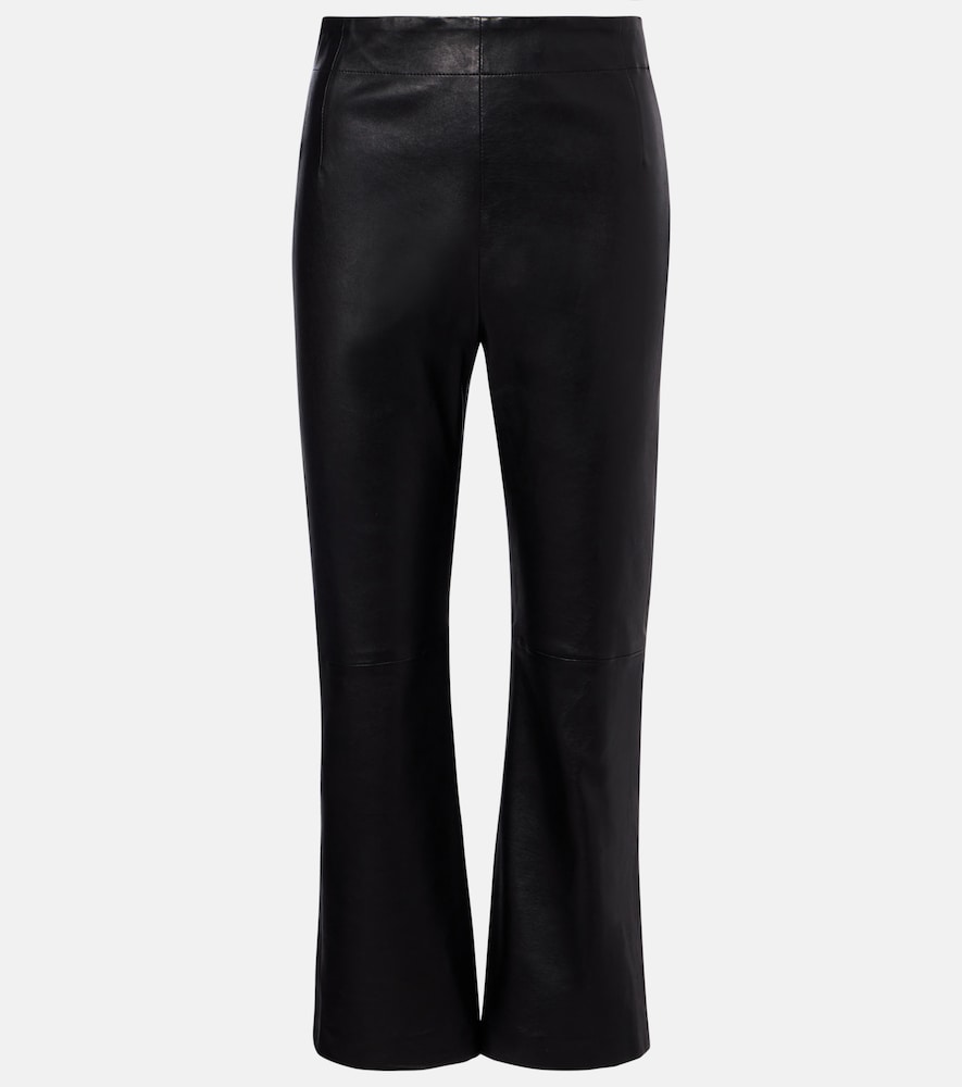 Leather cropped slim pants