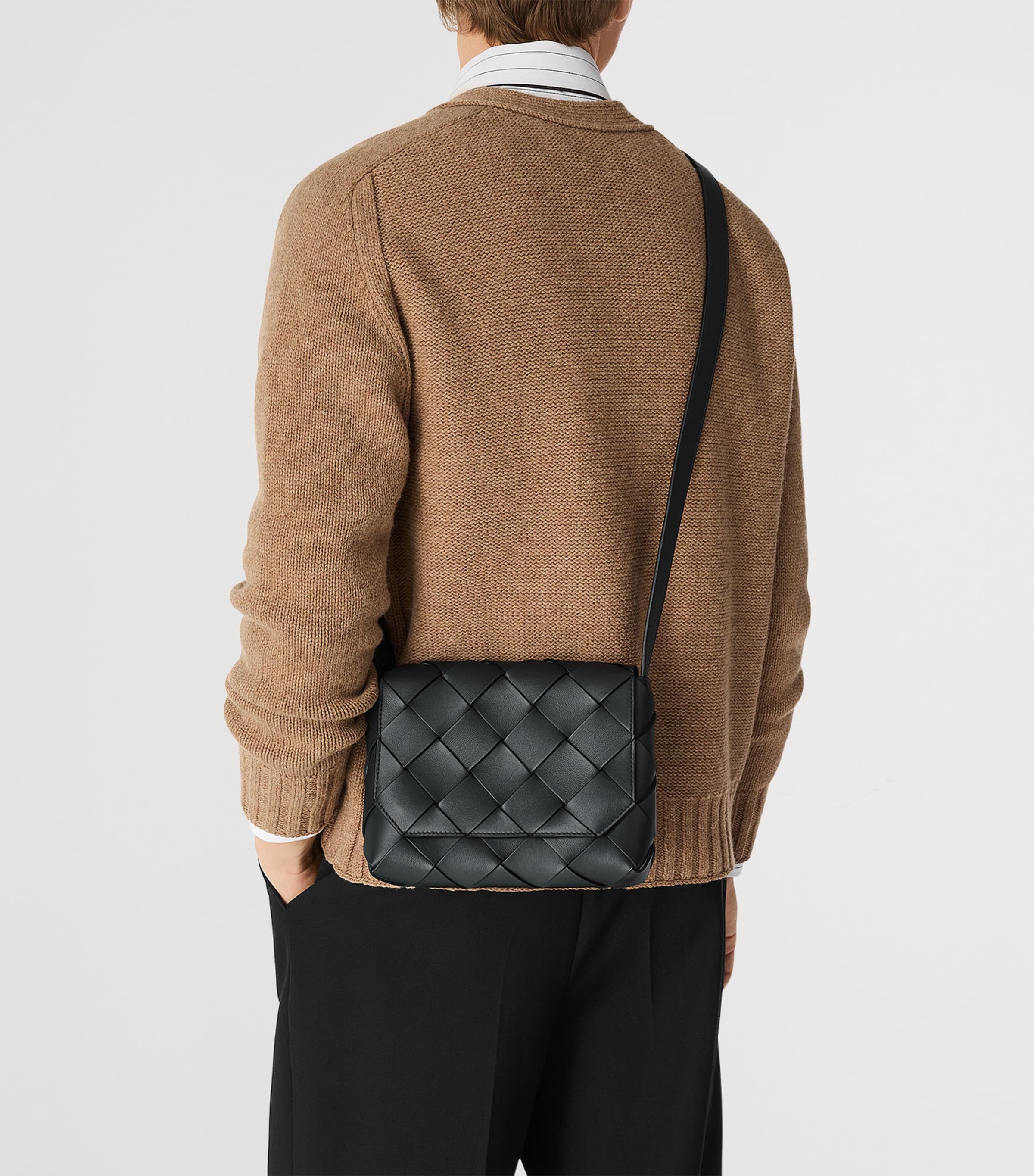 Leather Intreccio Diago Cross-Body Bag