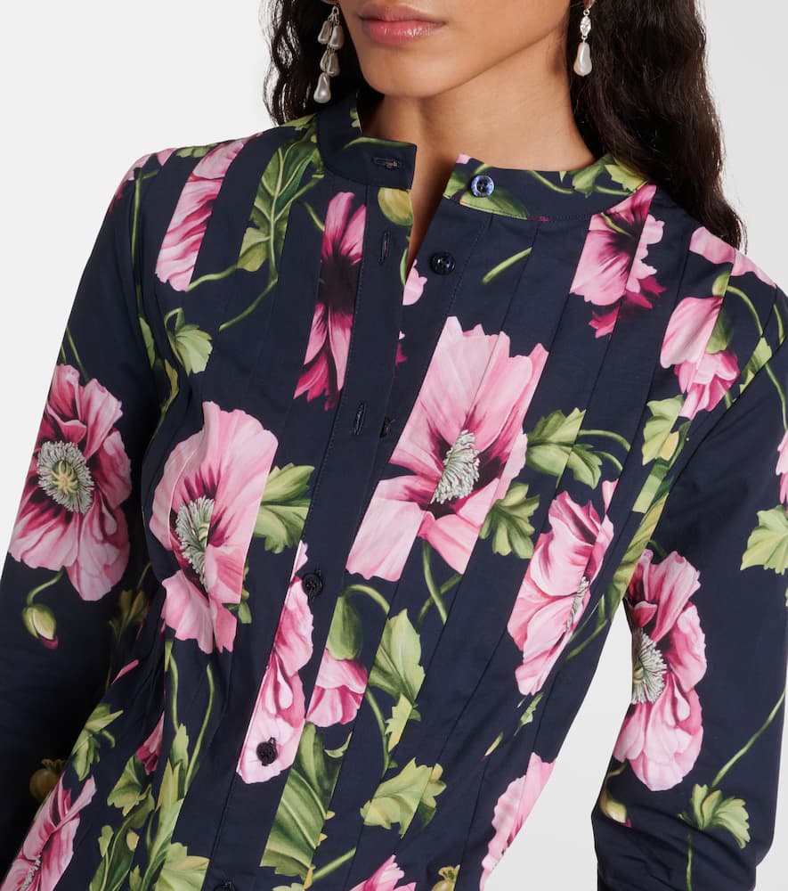 Floral cotton-blend midi dress