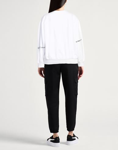 Ea7 Woman Sweatshirt White Size L Cotton, Elastane